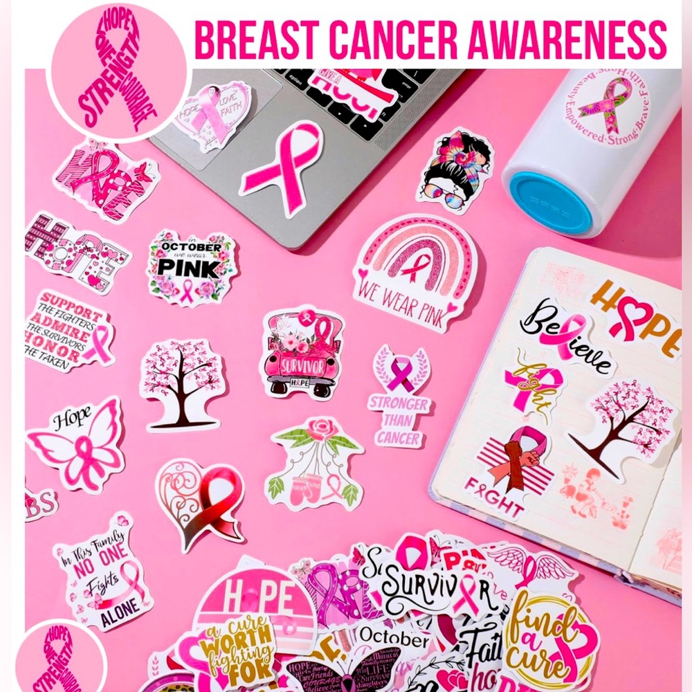 100 Vinyl stickers decals Breast Cancer Awareness Freebie Item gifts for a cause